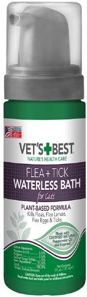 Vet's Best Flea and Tick Waterless Bath Foam for Cats - 5 oz