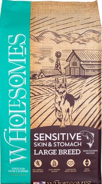 Wholesomes Large Breed Sensitive Skin & Stomach Salmon Dry Dog Food, 30lb