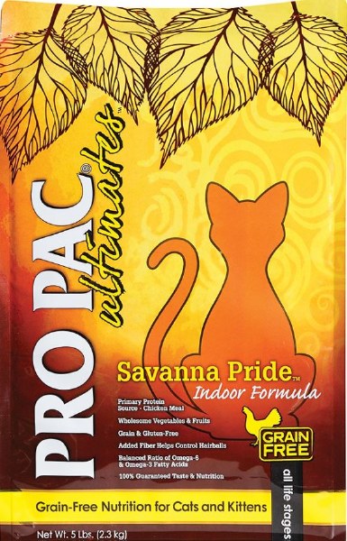 Pro Pac Ultimates Savanna Pride Grain-Free Indoor Dry Cat Food, Chicken, 5 lb