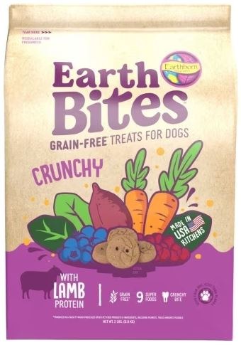 Earthborn EarthBites Grain-Free Crunchy Lamb Dog Treats, 2 lb - Lamb & Pumpkin Recipe