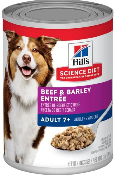 Hill's Science Diet Adult 7+ Beef & Barley Entrée Wet Dog Food, 13 oz Can