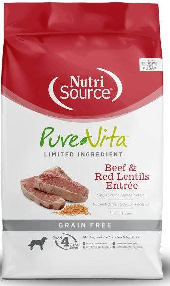 Pure Vita Grain Free Beef & Red Lentils Dry Dog Food, 4 lb