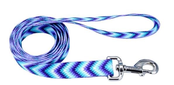 Coastal 5/8 inch Attire Dog Leash, Blue V Design, 6 ft. Nylon Teal Purple Diamond