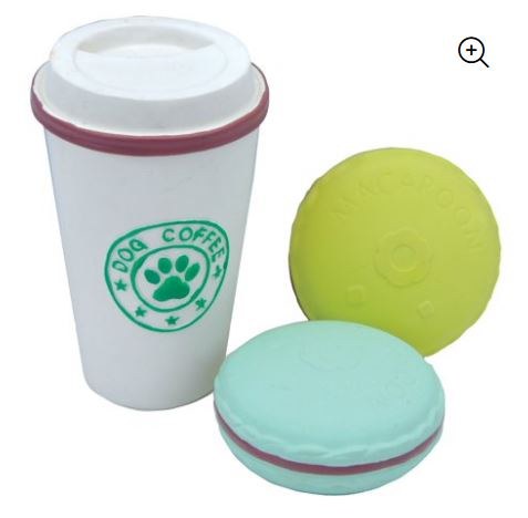 Coastal Li'l Pals Latex Dog Toy Set - Coffee Cup & Cookies - 3.5 inch