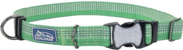 K9 Explorer Brights Reflective Dog Collar, Meadow, Adjustable 5/8 inch x 10-14 inch