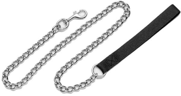 Coastal Titan Chain Dog Leash with Nylon Handle, Black, 4mm (Various Lengths)