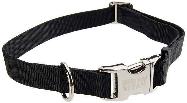 Coastal Pet Titan Metal Buckle Adjustable Nylon Dog Collar, Black, 1" x 18-26"