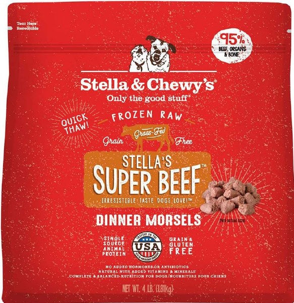 Stella & Chewy's Super Beef Frozen Dinner Morsels Dog Food, 4 lb