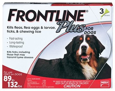 Frontline Plus Flea & Tick Treatment for Dogs, XL (89-132 lbs), 3 Doses
