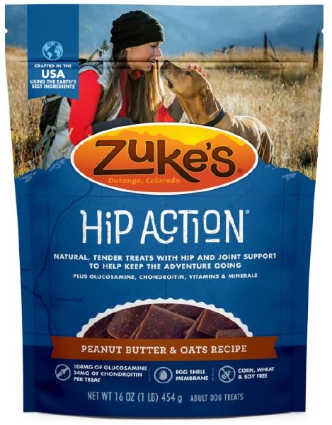 Zuke's Hip & Joint Dog Treats, Soft & Chewy, Peanut Butter & Oats, 16 oz