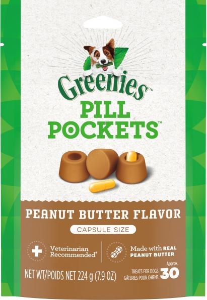 Greenies Pill Pockets Canine Treats - Peanut Butter Flavor - Capsule Size - 7.9oz (30 Count)