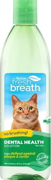 TropiClean Fresh Breath Dental Water Additive for Cats, 16 oz - Oral Care Solution