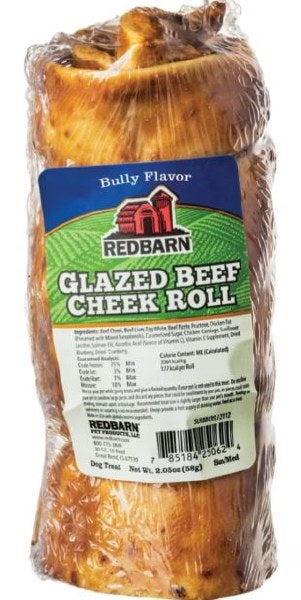 Redbarn Glazed Beef Cheek Roll - Small/Medium Bully Beef Chew Dog Treat