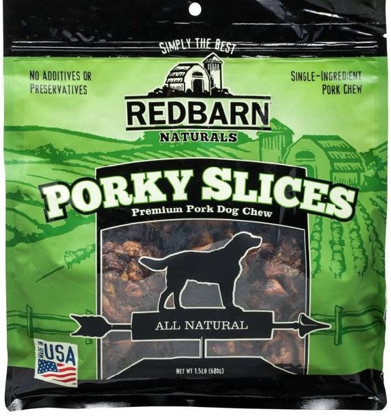 Redbarn Naturals Porky Slices Dog Chews, 1.5 lb - Grain Free Pork Cartilage Dog Treats