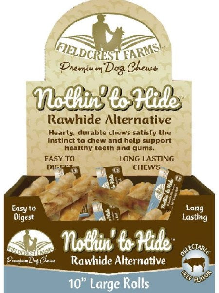 Fieldcrest Farms Nothin' to Hide Beef Roll Dog Treat - Rawhide Alternative, 10 inch
