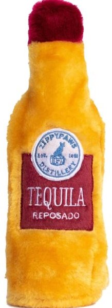 ZippyPaws Happy Hour Crusherz Tequila Plush Dog Toy - Crunchy Water Bottle Fun