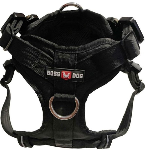 Boss Dog Tactical Dog Harness - Black, Large - Adjustable Heavy Duty Design