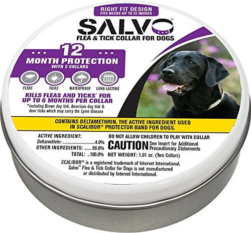 Salvo Flea and Tick Collar for Large Dogs, 2 Pack - 6 Month Protection Each