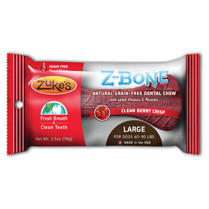 Zuke's Z-Bones Edible Grain-Free Dental Chews, Clean Berr...