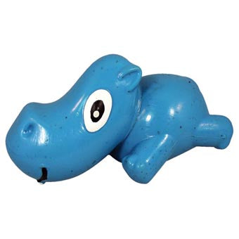 Cycle Dog Ecolast 3-Play Hippo Rubber Dog Toy - Medium, Blue, Squeaky, Treat Hiding