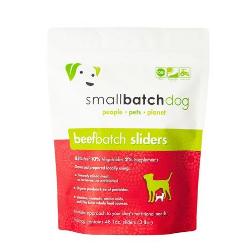 Small Batch Dog Frozen Beef Sliders - Raw Food, 3lb Patties