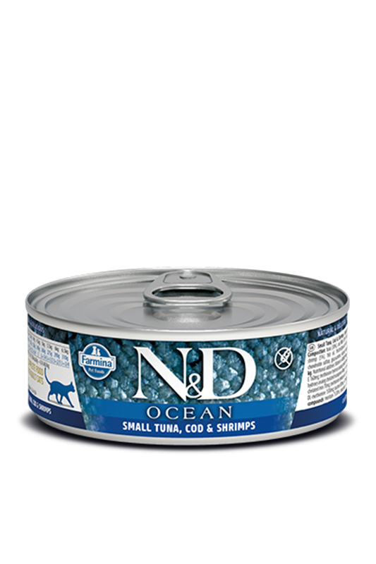 Farmina N&D Ocean Cat Food - Tuna, Cod & Shrimp Recipe - 2.8 oz Can
