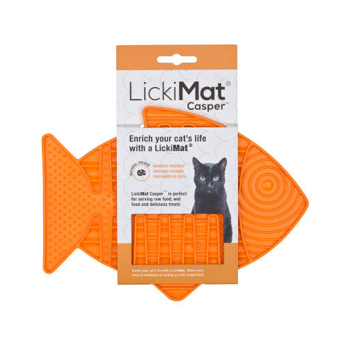 LickiMat Casper Orange - Cat Slow Feeder - Boredom Buster - Treat Mat
