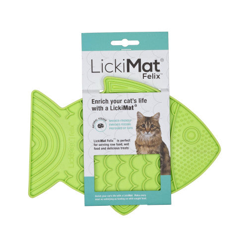 LickiMat Felix Green Cat Slow Feeder - Boredom Buster for Treats & Food