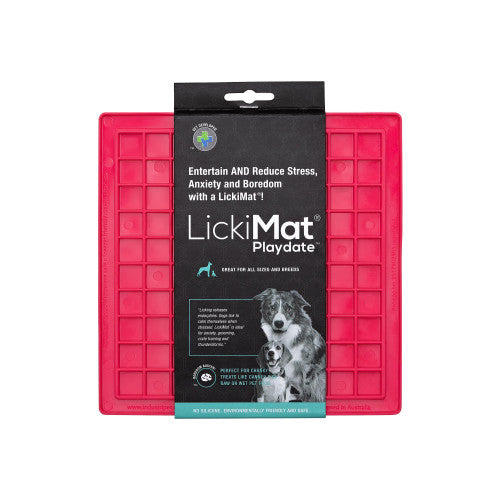 LickiMat Playdate Dog & Cat Slow Feeder - Boredom Buster for Treats, Yogurt, & Peanut Butter (Pink Available)