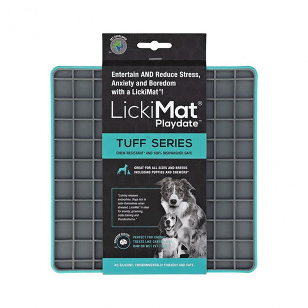 LickiMat Playdate Dog Slow Feeder - Turquoise - Boredom Buster for Dogs & Cats