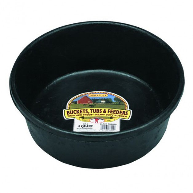 Little Giant 4 Qt DuraFlex Rubber Feed Pan - Livestock Feeding Dish HP2