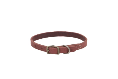 CIRCLE T Rustic Town Leather Dog Collar - 12 in x 3/8 in - Brick Red