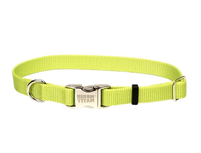 Titan Adjustable Nylon Collar with Metal Buckle - Lime - ...