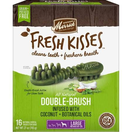 Merrick Fresh Kisses Large Dog Dental Treats, Coconut & Botanical Oil, 16 Count