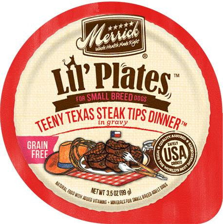 Merrick Lil' Plates Grain Free Teeny Texas Steak Tips Small Dog Wet Food, 3.5 oz