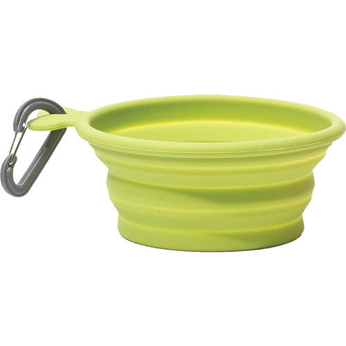 Messy Mutts Collapsible Dog Bowl - 1.5 Cup, Green, Small Silicone Travel Bowl