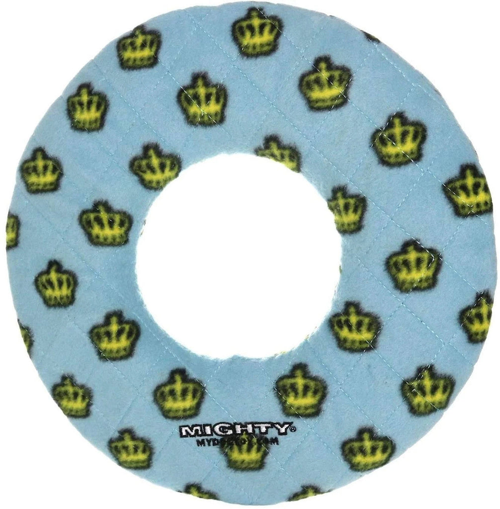 Mighty Ring Blue Dog Toy - Durable No Stuffing Plush Ring Chew Toy