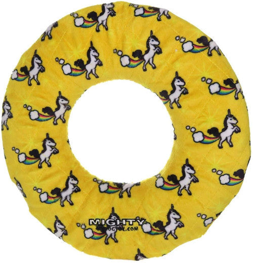 Mighty Ring Unicorn Dog Toy - No Stuffing, Durable Plush Ring