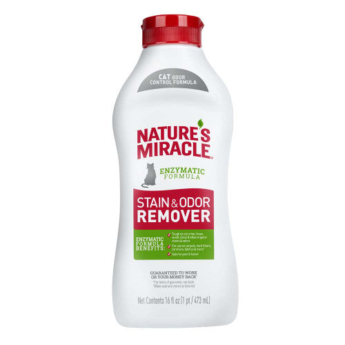 Nature's Miracle Just for Cats Stain and Odor Remover - Enzymatic Formula - 16 oz Pour Bottle
