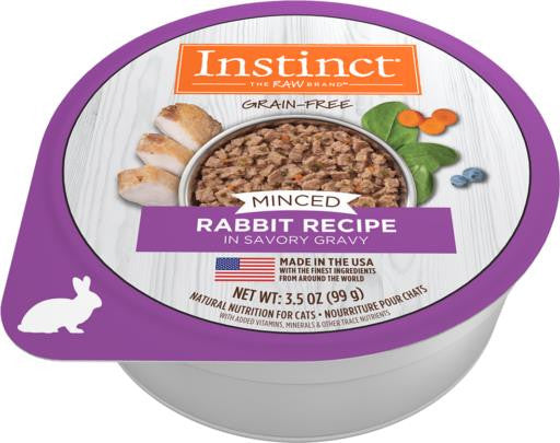 Nature's Variety Instinct Minced Rabbit Recipe Cat Food, 3.5 oz Cups (12 Pack) Grain-Free Wet Food
