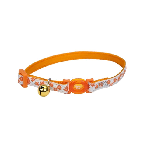 Coastal Pet Safe Cat Glow-in-the-Dark Adjustable Breakaway Cat Collar - Orange Flower, 8-12 in x 3/8 in