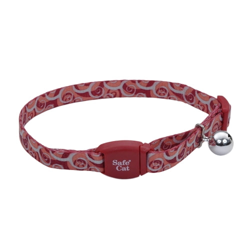 Safe Cat Adjustable Breakaway Collar with Magnetic Buckle for Cats Garnet Swirls 8-12"