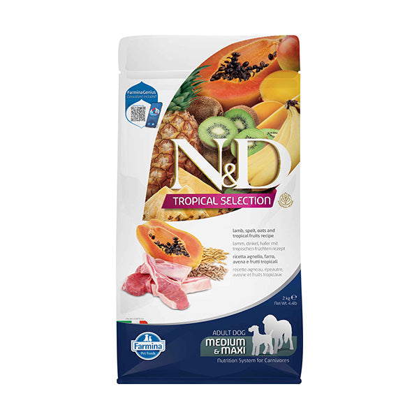 Farmina N&D Tropical Selection Lamb Adult Med/Max Dog Food, 2kg / 4.4 lb