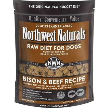 Northwest Naturals Frozen Bison & Beef Nuggets 6 lbs - Raw Dog Food Diet