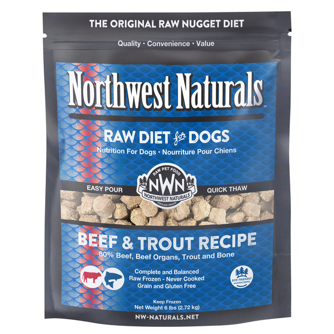 Northwest Naturals Frozen Raw Beef & Trout Nuggets Dog Food, 6 lb