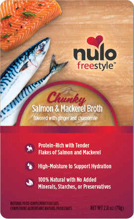 Nulo Freestyle Cat Food Pouch, Chunky Salmon & Mackerel Broth, Grain-Free, 2.8 oz