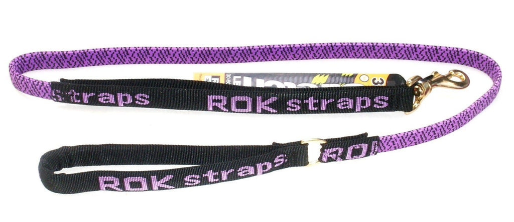 ROK Straps Stretch Dog Leash - Purple/Black, Medium, 54 inch, 30-60lbs