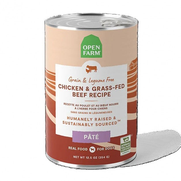 Open Farm Dog Wet Food Chicken & Grass-Fed Beef Pâté, 12.5 oz Can, Grain-Free Recipe