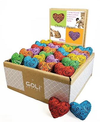 Goli Design Chimey Heart Cat Toy - Catnip Infused, Assorted Colors, with Bell
