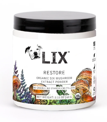 LIX Restore Organic Six Mushroom Extract Powder - 4.23oz - Dog Supplement